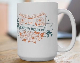 Tazza da caffè Whimsical Booktrovert, tazza con libro a forma di fiore, tazza per amanti dei libri, tazza per nerd dei libri, regalo per topi di biblioteca, tazza per bibliotecari, tazza per leggere, tazza con libro floreale