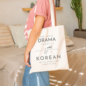 KDrama Cotton Canvas Tote Bag, Korean drama Inspired Tote Bag, Kdrama Tote Bag, Korean Drama Tote Bag, Korean Tote Bag, Cute Aesthetic Tote image 1