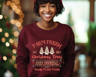 Vintage Christmas Tree Cakes Sweatshirt, Christmas Cake Sweater, Christmas Tree Sweatshirt, Farm Fresh Christmas Sweatshirt
