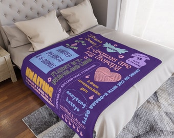 Korean Drama Aesthetic Blanket, Korean Blanket, KPop Lover Plush Blanket, KDrama Addict Gift, KDrama Cute Blanket, Kdrama Watching Blanket