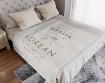 Korean Drama Aesthetic Blanket, Korean Blanket, KPop Lover Plush Blanket, KDrama Addict Gift, KDrama Cute Blanket, Kdrama Watching Blanket