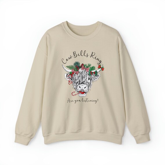 Weihnachts-Sweatshirt Mit Kuh-Print Für Damen – Gemütlicher Pulli Mit Rundhals & Langarm