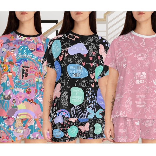 Kdrama Aesthetic Pajama Set, Korean Drama Pajamas, Women's Shorts Pajamas, Kdrama Fan Gift, Kpop Gifts, Korean Style, Korean Aesthetic