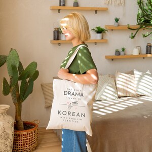 KDrama Cotton Canvas Tote Bag, Korean drama Inspired Tote Bag, Kdrama Tote Bag, Korean Drama Tote Bag, Korean Tote Bag, Cute Aesthetic Tote image 3