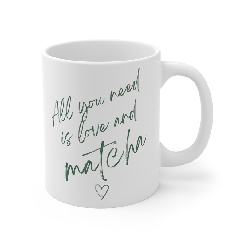 Tudo o que você precisa é de amor e caneca de Matcha, amante de Matcha, Matcha Latte, caneca de chá verde, presente de Matcha imagem 8