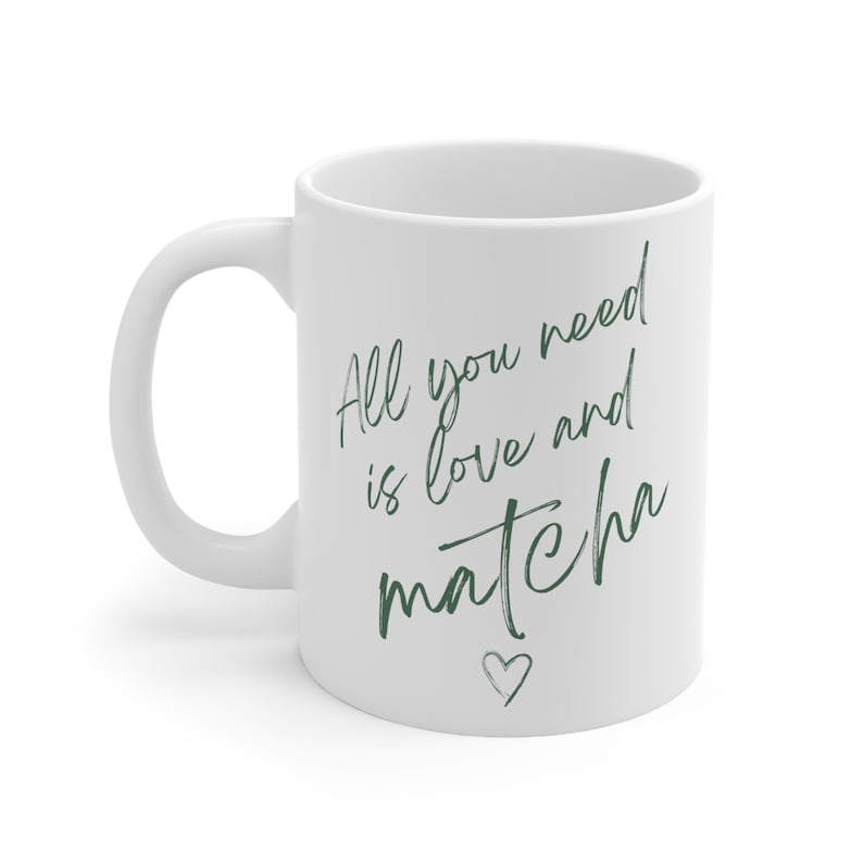 Tudo o que você precisa é de amor e caneca de Matcha, amante de Matcha, Matcha Latte, caneca de chá verde, presente de Matcha imagem 7