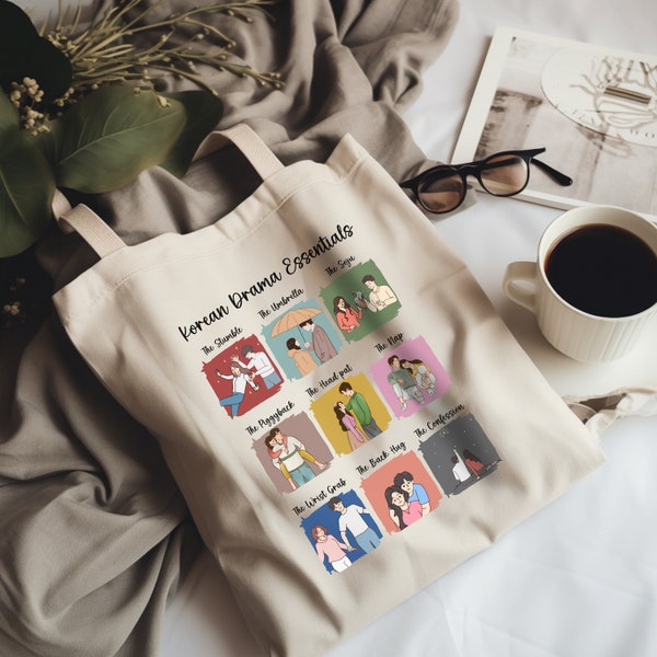 Korean Drama Essentials Tote Bag, K-Drama Tote Bag, Kdrama Fan Gift, Korean Style, Korean Aesthetic Tote Bag, Korean Drama Gift