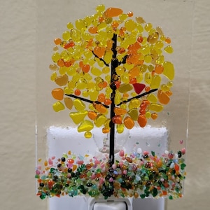 Yellow Tree with Bird Night Light