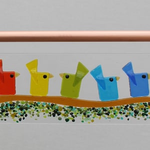 Rainbow Birds on a Branch Horizontally Hanging