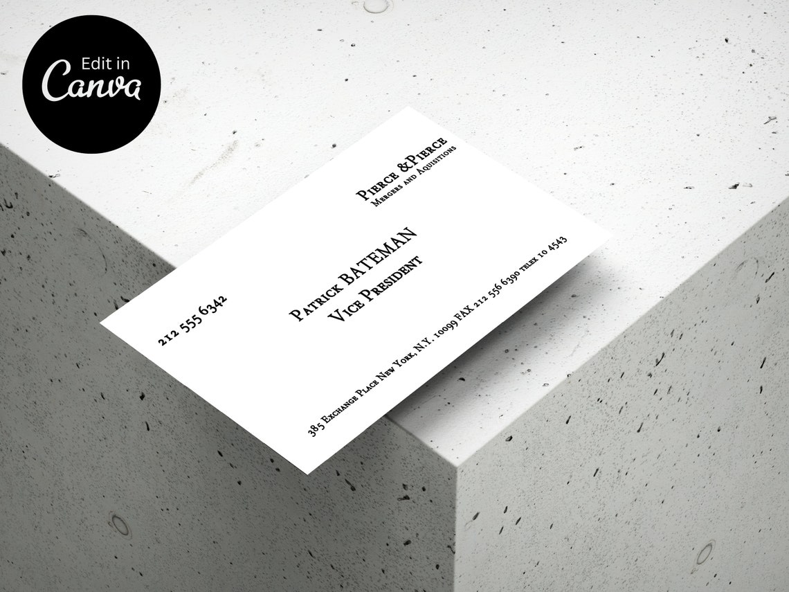 Patrick Bateman Business Card Template Instant Download American Psycho Patrick Bateman Business Card Template Instant Download American Psycho