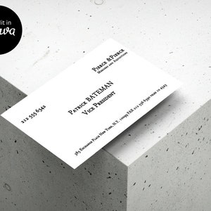 Patrick Bateman Business Card Template Instant Download American Psycho