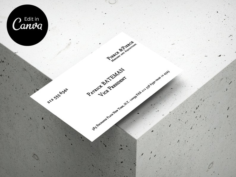 Patrick Bateman Business Card Template Instant Download American Psycho Patrick Bateman Business Card Template Instant Download American Psycho