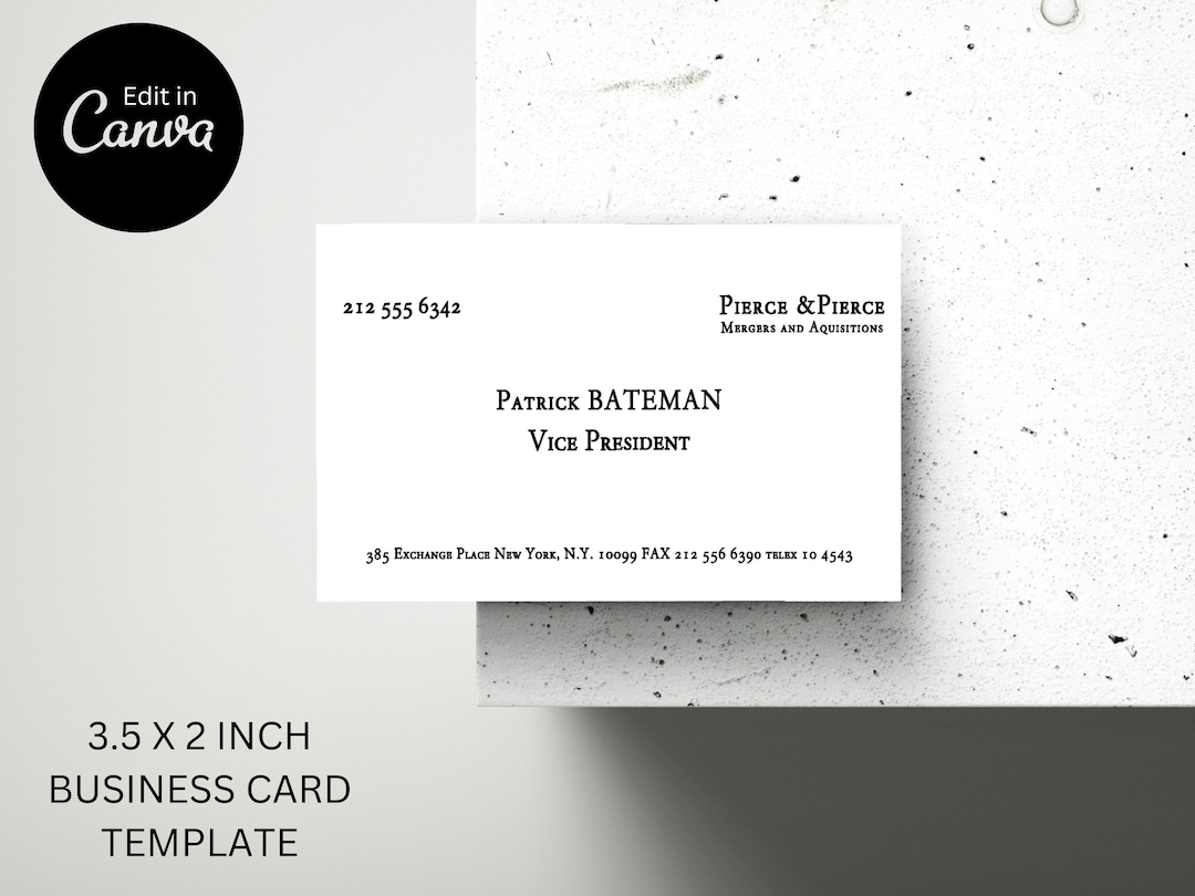 Patrick Bateman Business Card Template Instant Download American Psycho Patrick Bateman Business Card Template Instant Download American Psycho