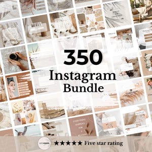 350 Canva Instagram Bundle Templates | Minimalist Social Media Templates, Aesthetic Editable Instagram Posts, Influencer Content Kit