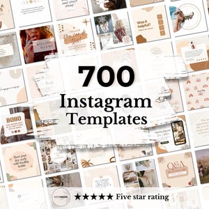 700 Beige Instagram Templates for Canva | Aesthetic Social Media Kit | Minimalist Posts,Stories for Small Business and Influencers