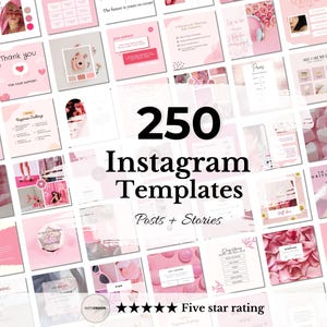 Aesthetic Pink Instagram Bundle for Boosting Engagement - 250 Templates for Influencers and Social Media Feeds