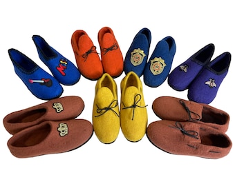 Handmade Organic Felt Shoes | Mongolian Wool Slippers, US 6.5