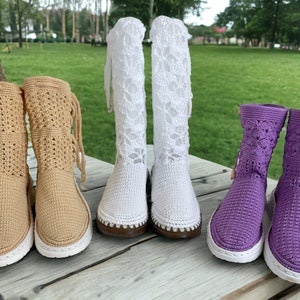 Women Crochet Shoes. Size US 7 | EU38. One of a kind. Comfortable, Lightweight, and adapts to feet shape. Foldable and beads are removable.