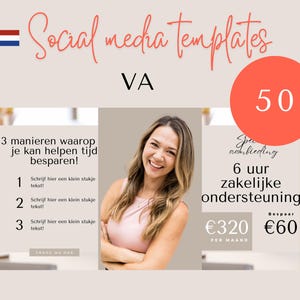 50 Canva templates voor VA's | Social media templates in twee formaten (1080x1350 & 1080x1080) + Bonusgids | Nederlandse versie