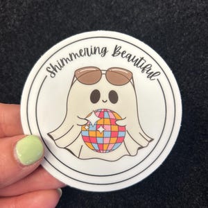 Swiftie Ghost Shimmer-sticker - Taylor Swift fan vinyl waterdichte sticker - Ik hou van Taylor Swift! Sticker Mirrorball - Halloween-sticker herfst