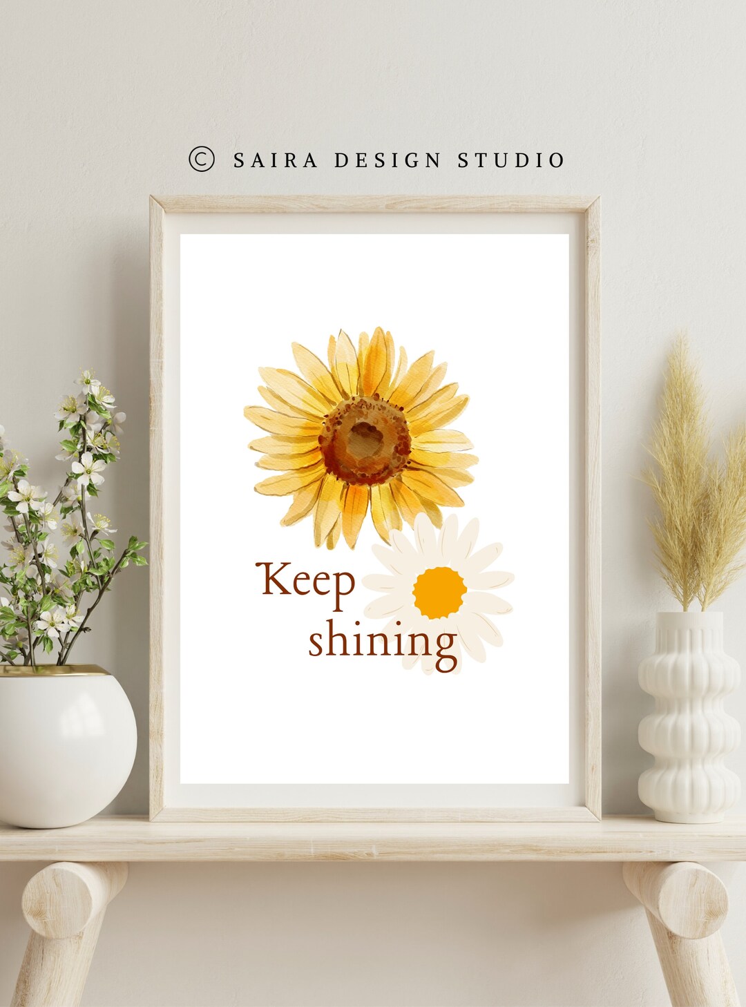 Sunflower Wall Art, Text Poster, Floral Wall Art, Flower Art Print ...