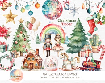 Weihnachtsdeko Clipart: Weihnachtsbaum Ornamente Weihnachten Dekoration (PNG Digital Download)