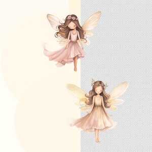 Cute Fairies Watercolor Clipart PNG Digital Download | Fairy Birthday Fall Garden Fairy Enchanted Forest Soft Pink Fairy PNG Clipart