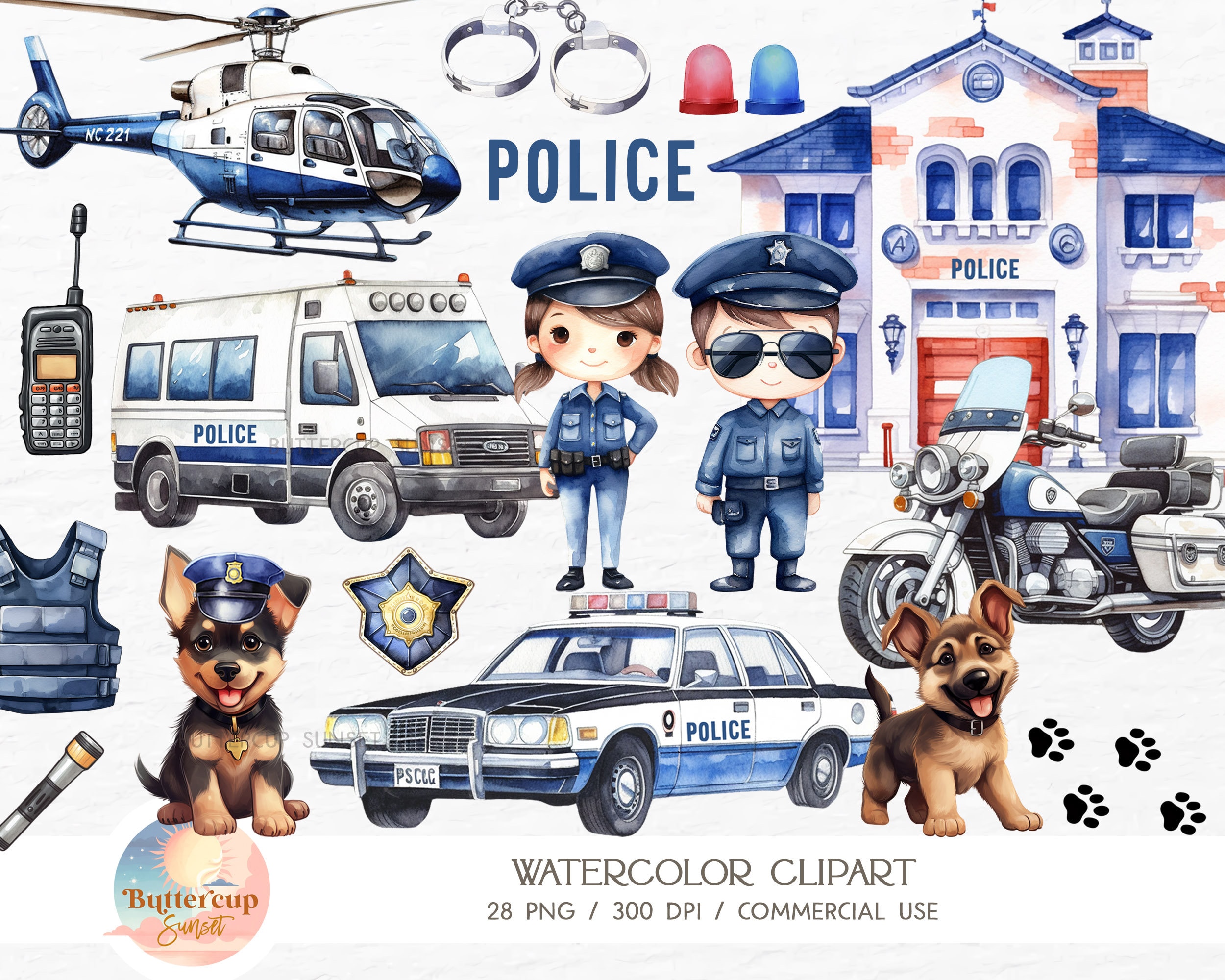 Clipart politie: politieagent patrouillewagen voertuig politieagent  verjaardag (digitale png-download) - Etsy België, image size:2500x2000