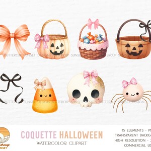Coquette Halloween Watercolor Clipart PNG Digital Download | Cute Pink Ghost Coquette Bow Pink Coquette Halloween Pumpkin Bow PNG Clipart