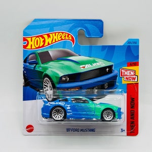 2007 Ford Mustang - Hot Wheels Then and Now series, Diecast american muscle car, Miniature model vehicle with Falken livery, Collectible toy