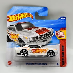 1967 Ford Mustang Coupe - Hot Wheels Then and Now, Diecast Mattel american car, Miniature muscle car, Collectible rare HW vehicle model