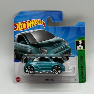 Hot Wheels Fiat 500E - 1:64 Diecast car, Electric miniature collectible, Mini green EV car, Alloy Italian made vehicle