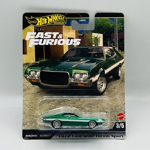 1972 Ford Gran Torino Sport - Hot Wheels Premium Fast and Furious, Diecast american muscle car, Miniature rare movie car, Collectible gift