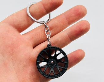 Black Alloy Wheel Keychain, Stainless Steel car rim keyring, Car part key holder, Vehicle part keyring for car enthusiasts, Gift for husband
