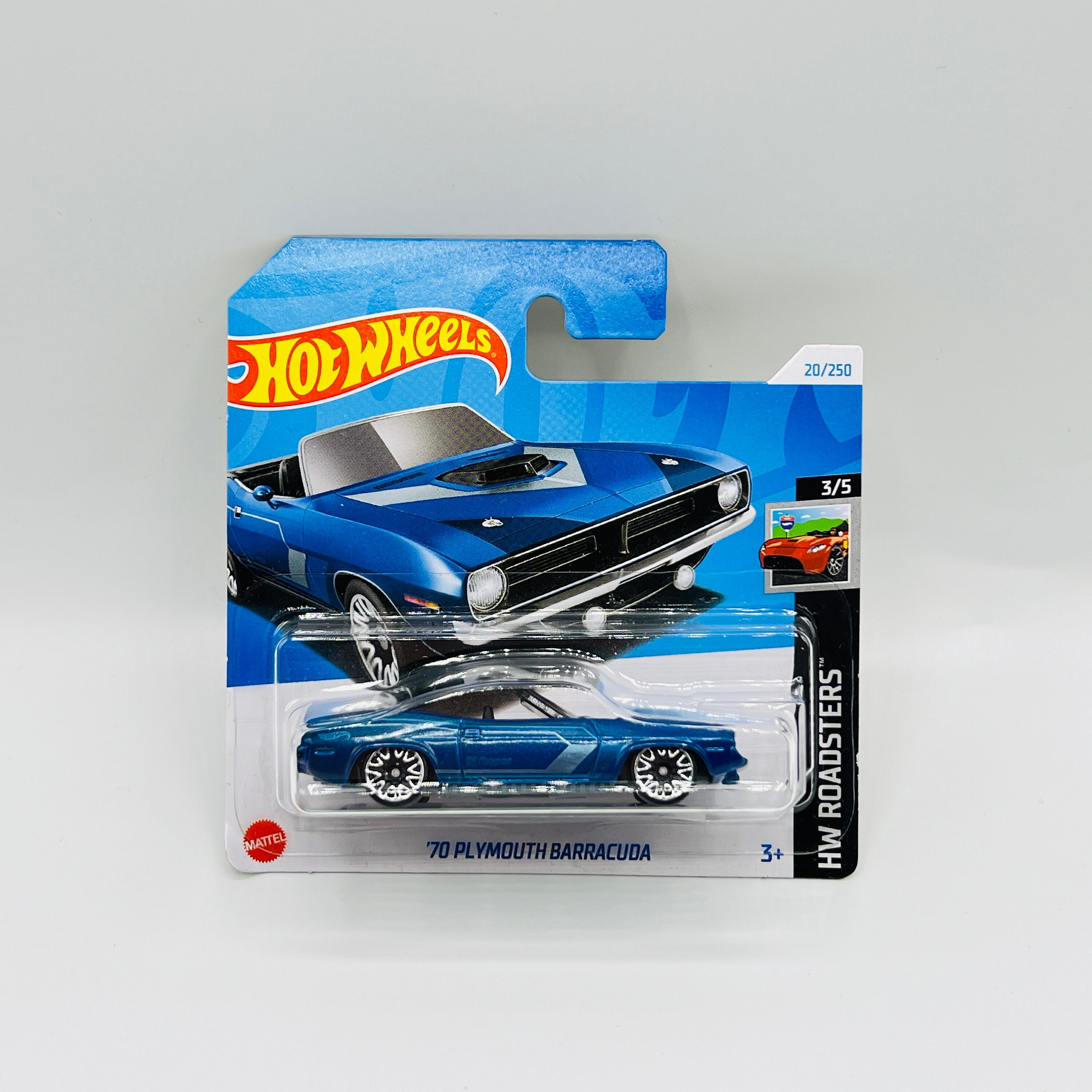 1970 Plymouth Barracuda - Hot Wheels Roadsters, Diecast convertible american car, Miniature oldtimer vehicle, Collectible Mattel toy