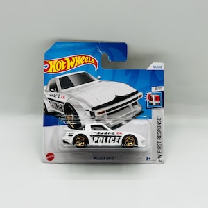 Mazda RX-7 - Hot Wheels First Response, auto da corsa giapponese pressofusa, veicolo da drift in miniatura, berlina 2 porte oldschool da collezione, idea regalo