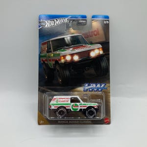 Range Rover Classic - Graphismes de vitesse Hot Wheels, SUV tout-terrain moulé sous pression, camion de course de rallye miniature, petite voiture de collection rare, Premium Mattel
