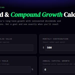 HTML Code Snippet - Dividend and Compounding Growth Calculator