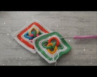Granny Square Crochet Motif Pattern, Crochet Patterns, Crochet Blanket, Granny Square Pattern, Crochet Tote Bag, with Video guide