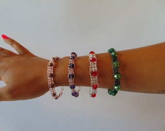 Wire Macramed Bracelet with Beads
