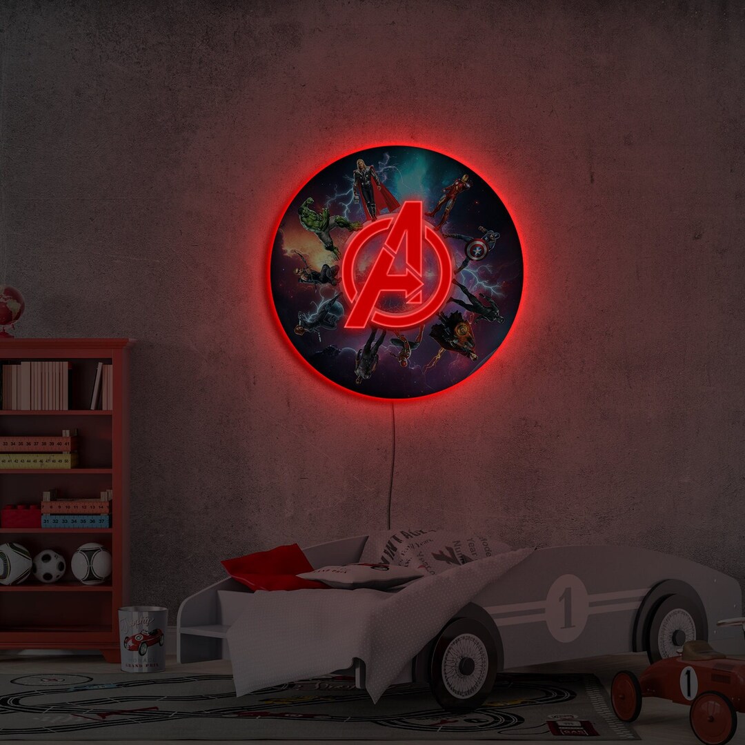 Avengers Neon Sign Avengers Logo Sign Avengers Led Sign Etsy