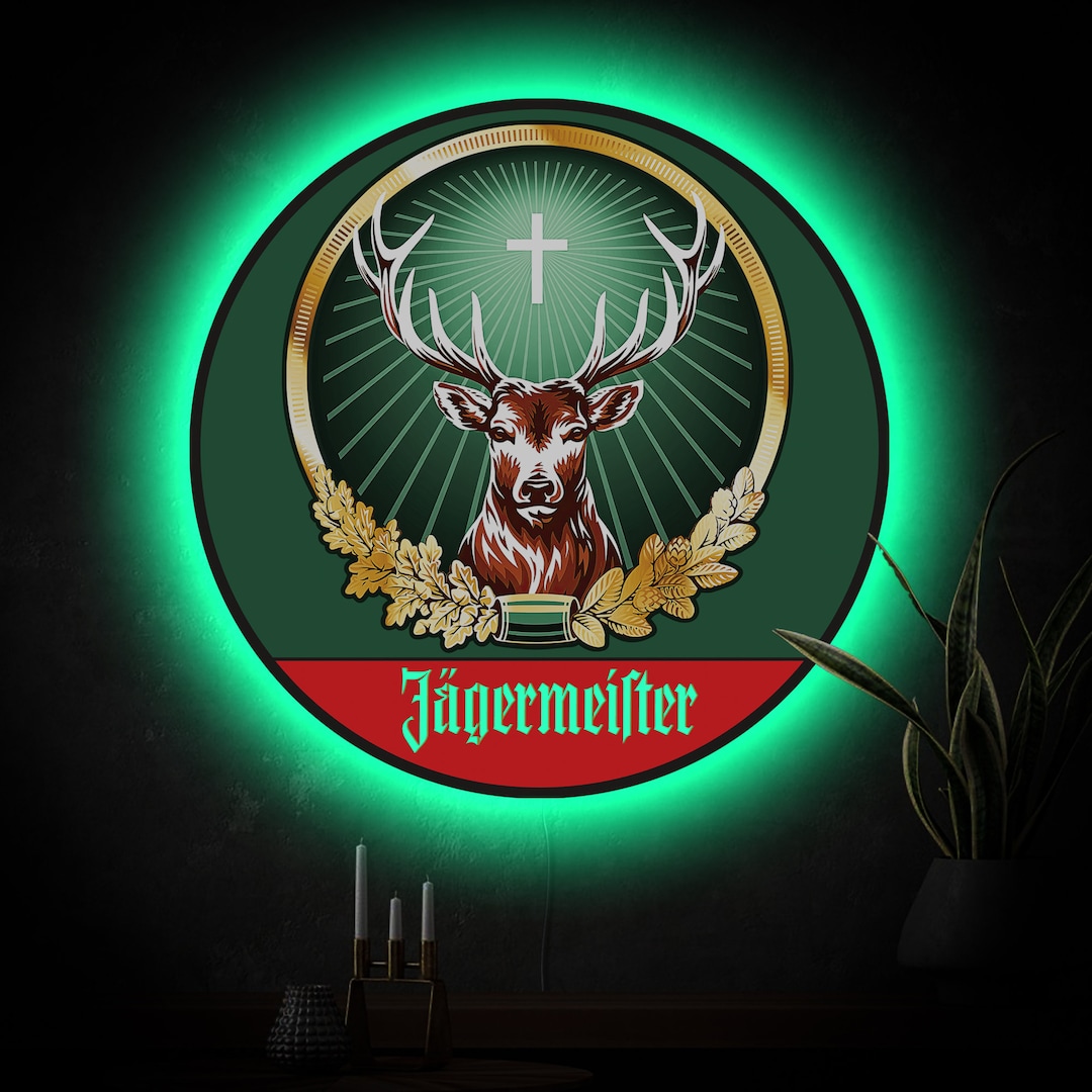 Jagermeister Neon Sign Jagermeister Logo Light Jagermeister Etsy
