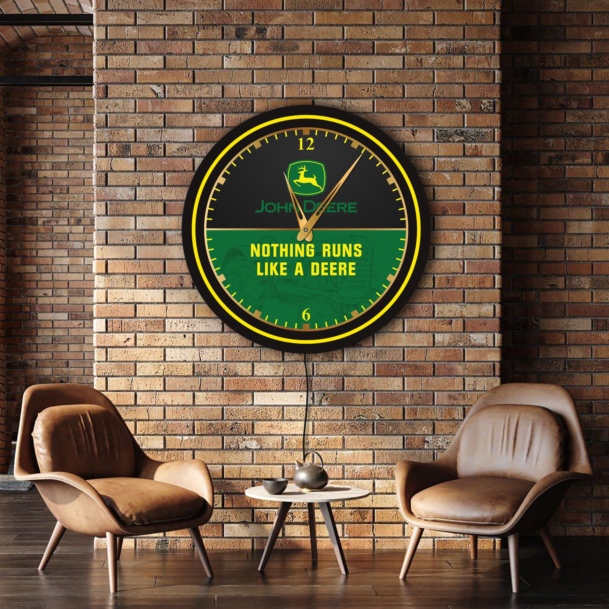 John Deere Neon Clock John Deere Wall Clock John Deere Logo Etsy