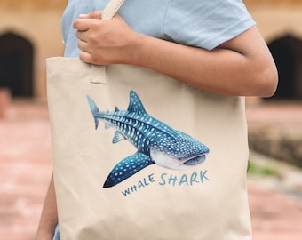 Sac shopping en toile réutilisable requin-baleine
