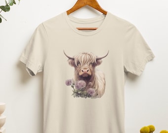 Highland cow T shirt cow T-shirt farm shirt, Scottish cow Scotland country T-shirt farmer gift for cow lovers heifer tee shirt