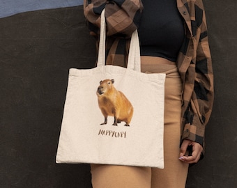 Capybara Cotton Canvas Tote Bag – Reusable Shopping Bag