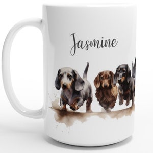 Personalized dachshund mug porcelain enamel coffee tea latte daschund mug cup sausage dog gifts