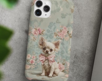 Chihuahua phone case floral artistic phone case for iPhone 16 15 14 Plus 13 12 11 XR XS Max Mini Samsung Galaxy S24 S23 S22 S21 S20 ultra