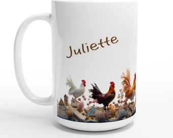 Personalized chicken mug porcelain enamel coffee tea latte mug cup for chicken lovers