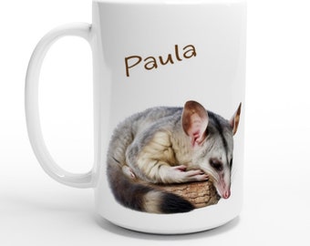 Personalized Possum Mug: Porcelain Enamel Coffee Cup